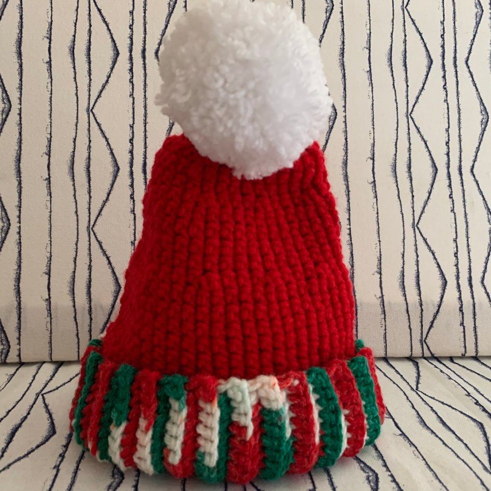 ⭐️Hand Crocheted Child's Christmas Beanie Hat Newborn - 12 Mo